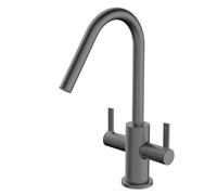 Bristan CSH EFSNK GM Cashew Easyfit Monobloc Sink Mixer Twin Lever Mono, Gun Metal Grey