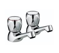 Bristan Club 1/2″ BSP Basin Pillar Taps Chrome Metal Heads VAC1/2CMT