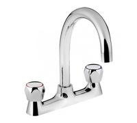 Bristan Club Deck Mounted Kitchen Tap, Chrome, VAC2 DSM C MT | Classic design, Swivel spout, Dual handle operation, Kitchen mixer tap