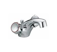 Bristan Club Dual Flow Mono Basin Mixer Tap with Metal Heads and Pop Up Waste | Chrome | Brass | 154mm x 100mm