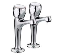 Bristan Club High Neck Pillar Taps with Metal Heads | Chrome | Brass | 47mm x 135mm