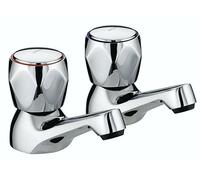 Club Traditional Basin Taps Chrome Pair With Metal Heads