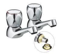 Bristan Club Pillar Taps Utility Basin Taps Chrome Plated With Metal Heads
