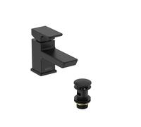 Bristan Cobalt Basin Mixer Tap with Clicker Waste Black (COB BAS BLK) | COB BAS BLK, Modern design, Includes clicker waste, Bathroom sink taps, Matching shower available, Lifetime Cover
