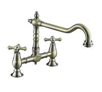 Bristan Colonial Traditional Bridge Kitchen Tap, Antique Bronze | Traditional design, Swivel spout, Dual handle operation, Kitchen mixer tap, Lifetime Cover,K BRSNK ABRZ