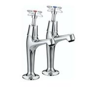 Bristan X Cross Head High Neck Pillar Kitchen Sink Taps Chrome - 1 Pair