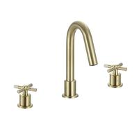 Bristan Cruzar 3 Tap Hole Basin Mixer Tap with Water-Saving Feature, Deck Mounted Bathroom Tap, Brushed Brass Finish
