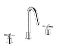 Bristan Cruzar 3 Tap Hole Basin Mixer Tap with Water-Saving Feature, Deck Mounted Bathroom Tap, Chrome Finish