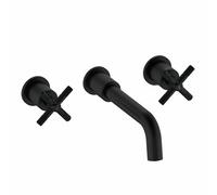 Bristan Cruzar 3 Tap Hole Wall Mounted Basin Mixer Tap with Water-Saving Feature, Black Finish