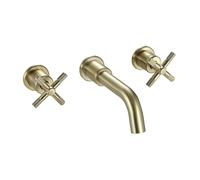Bristan Cruzar 3 Tap Hole Wall Mounted Bath Filler Tap, Brushed Brass Finish