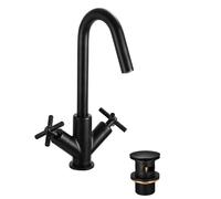 Bristan Cruzar Bathroom Taps, Black Basin Mixer tap | CRU BAS BLK, Includes clicker waste, Bathroom sink taps, Matching bath taps and showers available, Lifetime Cover