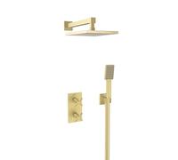 Bristan Cruzar, Concealed Thermostatic Shower Kit with Three Outlets, Safe Touch Technology, Brushed Brass Finish
