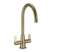 Bristan Echo Kitchen Tap - Swivel spout, Two Lever EasyFit Brushed Brass Kitchen Sink tap, EC SNK EF BB