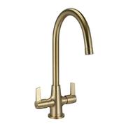 Bristan Echo Kitchen Tap, Brushed Brass, EC SNK EF BB | Modern Design, Swivel spout, Top fix EasyFit installation, Dual lever operation, Kitchen mixer tap, Lifetime Cover