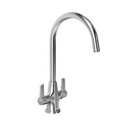 Bristan Echo Kitchen Tap - Swivel spout, Two Lever EasyFit Brushed Nickel Kitchen Sink tap, EC SNK EF BN