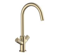 Bristan Fern Kitchen Tap, Brushed Brass, FRN EFSNK BB | Swivel spout, Top fix EasyFit installation, Dual handle operation, Easy-grip handles, Kitchen mixer tap, Lifetime Cover