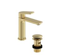 Bristan Frammento Bathroom Taps, Brushed Brass Basin Mixer tap | FRM ES BAS BB, Includes clicker waste, Eco Start, Bathroom sink taps, Matching showers & bath taps available, Lifetime Cover