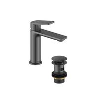 Bristan FRM ES BAS GM Frammento Eco Start Basin Mixer with Clicker Waste, Gun Metal Grey