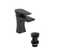 Bristan Hourglass Basin Mixer Tap with Clicker Waste Black (HOU BAS BLK)