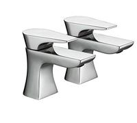 Bristan Hourglass Bathroom Taps, Chrome Pillar Bath taps | HOU 3/4 C, Modern design, Matching bathroom sink taps and shower available, Lifetime Cover