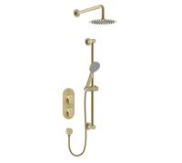 Bristan Hourglass, Concealed Thermostatic Shower Kit with Two Outlets, Safe Touch Technology, Brushed Brass Finish