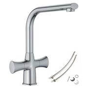Bristan Ku Snk C Kurve Monobloc Sink Mixer Chrome Twin Lever + Fixings + Flexi