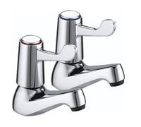 Bristan Lever Basin Pillar Taps Utility Taps Chrome Plated 1/2" Metal Back Nut