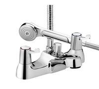 Bristan Lever Ceramic Disc Deck Mounted Bath Shower Mixer 3" c/w Handset & Wall Bracket - Chrome