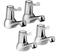 Bristan Lever Chrome Basin Pillar Utility Taps + Bath Taps Ceramic Disc Valves