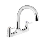 Bristan Value Deck Sink Mixer with Durable Ceramic Disc Valves, Deck Mounted Kitchen Tap Mixers, Chrome Finish