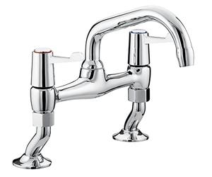 Bristan Lever Pillar Bridge Sink Mixer Chrome with Ceramic Disc Valves, Chrome Plated