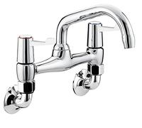 Bristan Lever Wall Mounted Bridge Sink Mixer Chrome with Ceramic Disc Valves, Chrome Plated