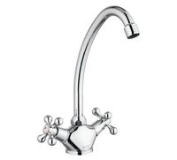 Bristan Ma Snk C Mandolin Traditional Kitchen Tap Chrome Twin Lever + Flexi Pipe