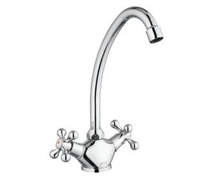 Bristan Ma Snk C Mandolin Traditional Kitchen Tap Chrome Twin Lever + Flexi Pipe