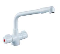 Bristan Manhattan Easyfit Kitchen Sink Mixer Tap with Swivel Spout, Deck Mounted Easy to Install Sink Faucet with Dual Control Lever Handles, White - MH SNK EF WHT