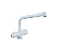 Bristan Manhattan Easyfit Mono Kitchen Sink Mixer Tap including Base | White | Brass | 155mm x 250mm