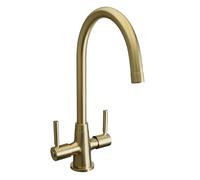 Bristan Monza Kitchen Tap - Swivel spout, Two Lever EasyFit Brushed Brass Kitchen Sink tap, MZ SNK EF BB