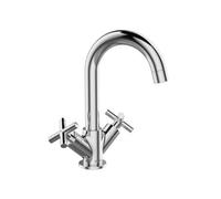 Bristan Naxos Basin Mixer with Clicker Waste and Ceramic Cartridge, Deck Mounted Bathroom Tap, Chrome Finish