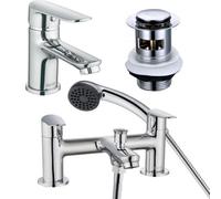 Bristan Opus Chrome Basin Mixer Lever Action Tap + Waste + Bath Shower Mixer