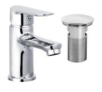 Bristan Opus Round Basin Mixer With Clicker Waste Chrome Bathroom + Fixings