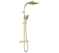 Quadrato Safe Touch Adjustable Thermostatic Rigid Riser Bar Shower Brushed Brass