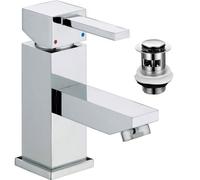 Bristan Quadrato Square Chrome Basin Mixer Cloakroom Tap Small + Fixings + Waste