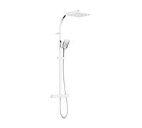 Bristan Quadrato Thermostatic Diverter Square Bar Mixer Shower - Exposed Safe Touch Chrome Shower Mixer with Square Fixed Shower Head, Hose, and Multi Spray Pattern Shower Head, QD SHXDIVCTFF C