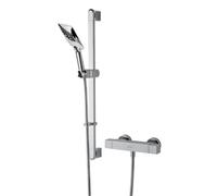 Bristan Qubo Thermostatic Bar Mixer Shower with Easy-Clean Handset and Two Outlets, Chrome Finish
