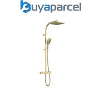 Bristan Qubo Thermostatic Bar Mixer Shower with Safe Touch Technology and Two Outlets, Brushed Brass Finish