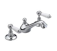 Bristan Renaissance 3 Hole Basin Mixer with Pop-up Waste Bathroom Taps, Chrome Plated (RS2 3HBAS C)