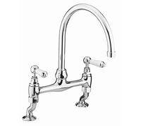 Bristan Renaissance Bridge Kitchen Sink Mixer Tap Dual Lever Handles, Chrome Kitchen Sink Taps