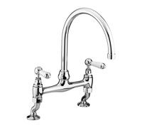 Bristan Renaissance Bridge Kitchen Sink Mixer Tap Dual Lever Handles, Chrome Kitchen Sink Taps