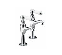 Bristan Renaissance High Neck Pillar Taps with Ceramic Disc Valves, Deck Mounted, Chrome Finish