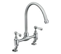 Bristan Renaissance Luxury Kitchen Sink Mixer Tap Double Lever Brushed Nickel